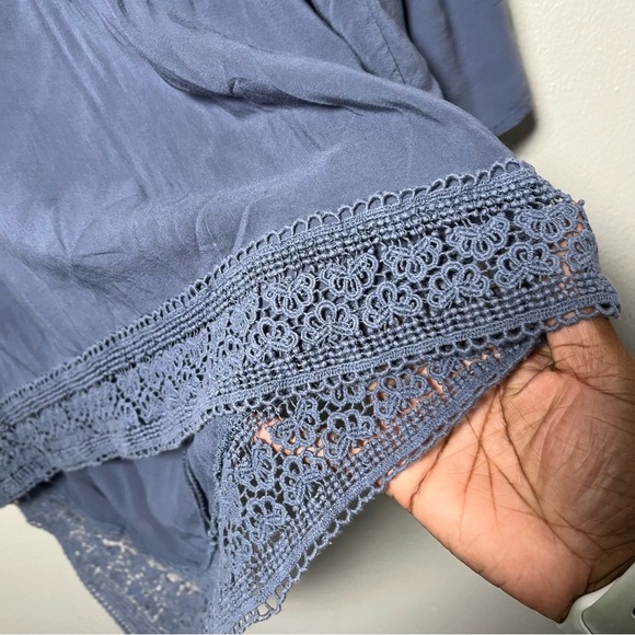 Monoreno Anthropologie Women Tunic Top Small Blue Embroidered‎ Lace Boho Cottage - Picture 8 of 9